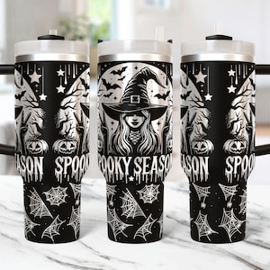 Archivo láser Svg de vaso de Halloween de bruja de 40 oz Grabado láser Svg de Halloween Temporada espeluznante Envoltura de vaso de 40 oz Diseño Svg láser