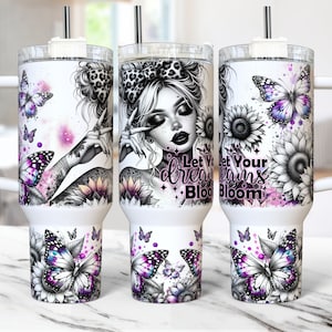Daily Affirmations 40 oz Tumbler Wrap Self Love Mental Health, Positive Affirmations 40oz Quencher Tumbler PNG, Sublimation Design Templates