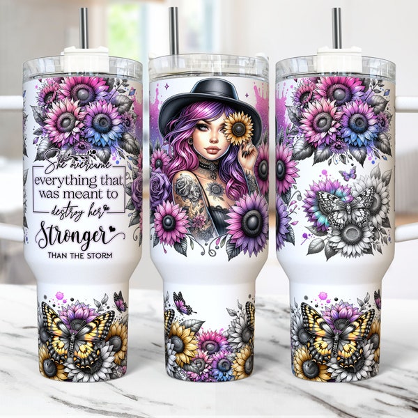 Emballage de gobelet affirmations quotidiennes de 40 oz Amour de soi santé mentale, modèles de conception pour sublimation, gobelet affirmations positives PNG