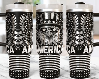 American Eagle Tumbler Wrap Laser Svg, 40 oz Laser Engraved Flag Bald Eagle Tumbler Wrap, Laser Engraving Svg 40oz Tumbler Laser File Design