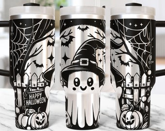 Ghost Halloween Tumbler Laser File Svg 40oz Laser Engraved Halloween Laser Engraving Svg Spooky Vibes 40 oz Tumbler Wrap Laser Svg Design