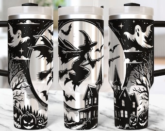 Witch Halloween Tumbler Laser File Svg 40oz Laser Engraved Halloween Laser Engraving Svg Spooky Vibes 40 oz Tumbler Wrap Laser Svg Design