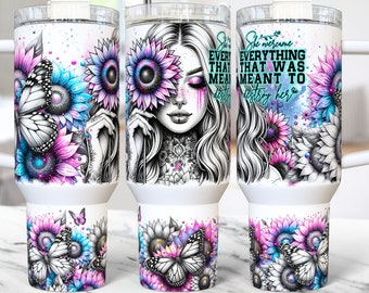 Daily Affirmations 40 oz Tumbler Wrap Self Love Mental Health, Sublimation Design Templates, Positive Affirmations 40oz Quencher Tumbler PNG