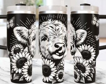 Highland Cow Tumbler Wrap Laser Svg, 40oz Laser Engraved Tumbler Wrap, Laser Engraving Svg, Highland Cow 40 oz Tumbler Laser File Svg Design
