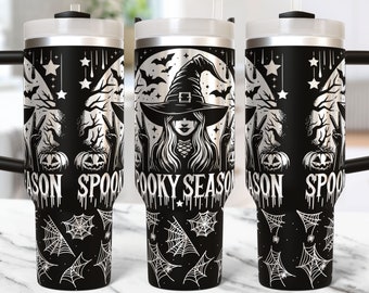Witch Halloween Tumbler Laser File Svg 40oz Laser Engraved Halloween Laser Engraving Svg Spooky Season 40 oz Tumbler Wrap Laser Svg Design