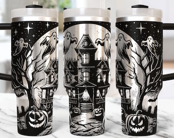 Halloween Tumbler Laser File Svg 40oz Laser Engraved Halloween Laser Engraving Svg Ghost 40 oz Spooky Vibes Tumbler Wrap Laser Svg Design