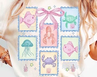 Vintage Summer png, Coastal Png, Summer coquette Png, Beach png, Aesthetic Summer, Jellyfish Png, Seahorse Png, Coastal Aesthetic, Fish Png