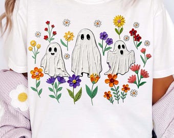 Halloween Wildflowers Ghost Png, Spooky Season PNG, Halloween Ghost Lover Design, Spooky Floral Ghost, Botanical Ghost, Preppy Fall png