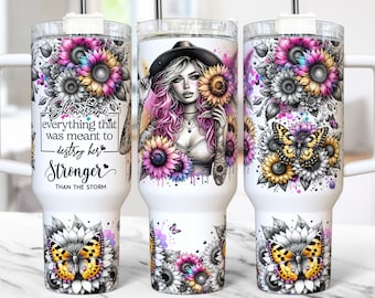 Daily Affirmations Tumbler Wrap, 40 oz Quencher Tumbler PNG Self Love Sublimation Design, Mental Health Motivational Sunflowers Tumbler Wrap