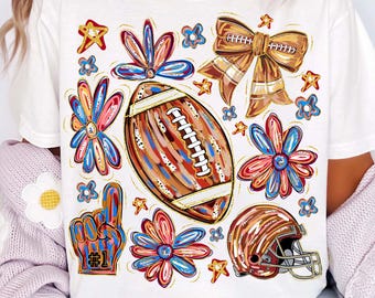 Coquette Brushstroke Football Png, Game Day Png, Preppy Football mom png, Glitter Football Mama PNG, Bow Touchdown Season Png, Football png