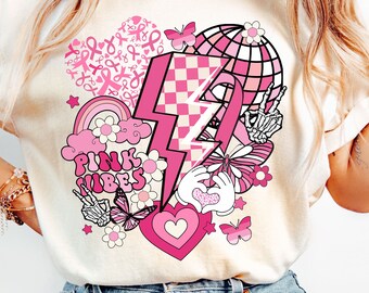 Retro Breast Cancer Png, Breast Cancer Awareness Sublimation Designs, October Awareness Month, Cancer Awareness Png, Pink Cancer Ribbon Png