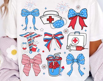 Infirmière américaine png, 4 juillet Png, infirmière coquette preppy Life png, infirmière américaine chemise png, infirmière patriotique png, Memorial Day png