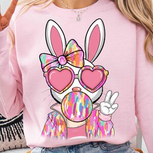 Easter Bunny Png, Brushstroke Bunny Bow Coquette Design, Easter Girls Shirt Sublimation, Bubble Gum Bunny Easter Png, Happy Easter Shirt PNG