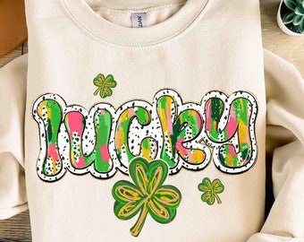 Lucky St Patricks Day Png, St Patricks day png, Glitter Lucky png, St Patrick Png, St Pattys day png, Girl st patricks day, Shamrock Png