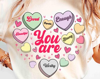 Valentine Png, You Are Enough Png, Self Love Valentine Png, Retro Valentine Sublimation Design, Valentine Heart Png, Positive Affirmations