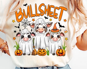 Bull Sheet PNG, Halloween Png, Bull Png, Ghost Cows, Funny Cow Png, Fall Png, Spooky Season Png, Halloween Shirt Sublimation Design