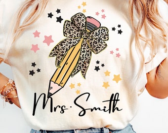 Teacher Coquette Pencil png, Back to school png, Leopard Bow Teacher Png, Retro Teacher png, Teacher Appreciation PNG, Teacher Quotes png