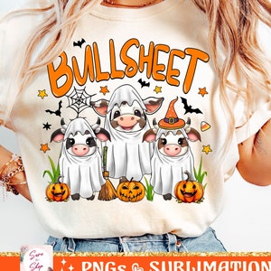 Bull Sheet PNG, Halloween Png, Bull Png, Ghost Cows, Funny Cow Png, Fall Png, Spooky Season Png, Halloween Shirt Sublimation Design