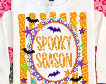 Spooky Season Girly Halloween Png, Stripes Halloween Png Design, Retro Halloween Fall Sublimation, Spooky Vibes, Fall png