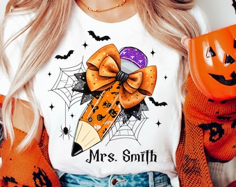 Halloween Pencil Png, Halloween Coquette Bow png, Teacher Halloween png, Spooky Teacher Png, Coquette Pencil Png, Retro Halloween png