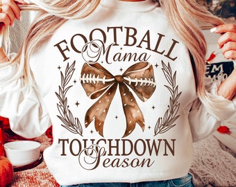Football Mama Bow Png, Fall Coquette Bow PNG, Football Sport Png, Touchdown Season Shirt Png, Game Day Sublimation Designs, Football Mom Png