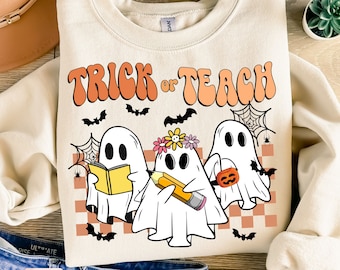 Lehrer Halloween Png, Trick or Teach Png, Halloween Lehrer Png, Lustiger Lehrer Png, Geist Lehrer Kürbis Png, Gruseliger Lehrer Sublimation