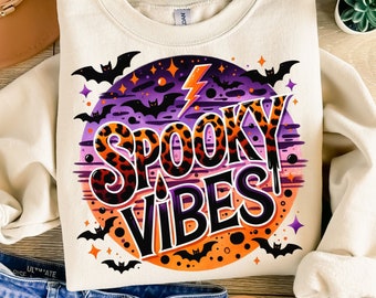 Spooky Vibes PNG, Halloween Leopard Png, Halloween Sublimation Design, Spooky Season png, Halloween Shirt Designs, Retro Halloween Png