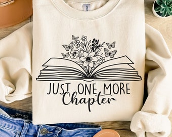 Just One More Chapter PNG, Book with Flowers Png, Reading Teacher png, Book Lover Png, Bookworm Png, Best Teacher shirt PNG, Floral Line Png