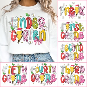 Retro Back to School Png Bundle, First Day Of School Png, Kindergarten Png, School Bundle Png, First/Second/Third Grade Designs, Teacher PNG