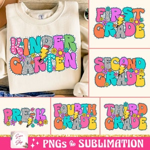 Retro Back to School Png Bundle, First Day Of School Png, Kindergarten Png, School Png, First/Second/Third Grade Designs, Teacher PNG