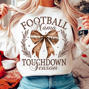 Football Mama Bow Png, Fall Coquette Bow PNG, Football Sport Png, Touchdown Season Shirt Png, Game Day Sublimation Designs, Football Mom Png