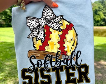 Hermana de softbol retro PNG, Hermana de softbol PNG, Lazo coqueto de softbol PNG, Lazo de softbol PNG, Sublimación de Hermana de softbol retro PNG