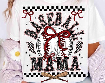 Retro baseball Mama Png Checkered, baseball Mama Png, baseball Coquette Bow Png, baseball Bow Png, Retro baseball Mama Png Sublimation