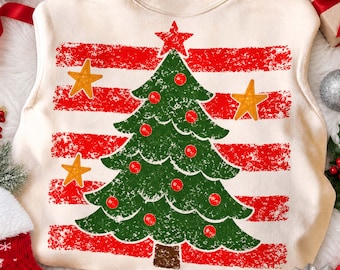 Stripes Christmas Tree PNG, Christmas Shirt Png, Xmas png, Retro Christmas Tree Png, Trendy Christmas Sublimation Design, Girly Png
