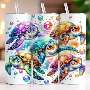 Słodki Turtle Tumbler Wrap 20 oz Skinny Floral Turtle Tumbler PNG Sublimacja Design Baby Turtles Tumbler Wrap, Natychmiastowe pobranie cyfrowe
