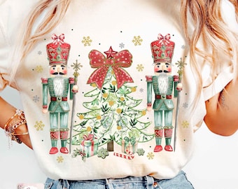 Coquette Glitter Christmas Tree Nutcrackers Png, Girly Christmas Png, Christmas Coquette Bow Png sublimation, brushstroke christmas png