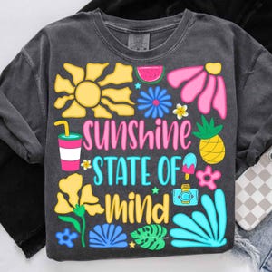 Sunshine State of Mind PNG, Retro Flowers Summer Sublimation, Beach png design, Boho Summer Png, Sunshine Png, Preppy Summer Design Png