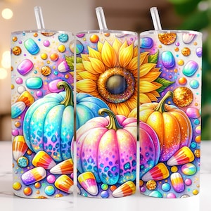 Pumpkins Fall Tumbler Wrap, Pumpkin Tumbler Png, 20oz Skinny Tumbler Sublimation Design, Floral Fall 20oz Tumbler Wrap, Digital Download