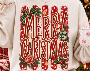 Stripes Merry Christmas PNG, Coquette Christmas Png, Vintage Christmas png, Holiday Christmas ornaments png, Girly Png, Xmas Shirt Design