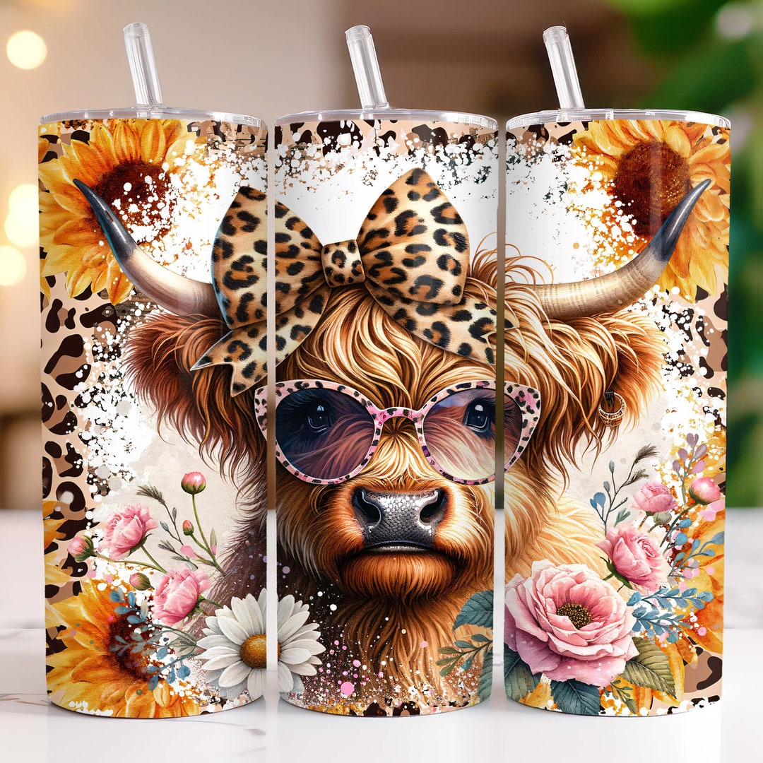 Highland Cow 20oz Skinny Tumbler Sublimation Design Png 20 Oz Straight ...