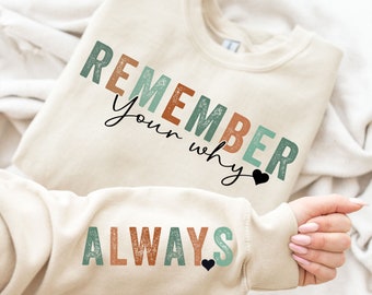 Erinnere Dich an Warum SVG PNG, Inspirational Sleeve Shirt Zitate svg, Motivation Shirt svg, Positive tägliche Affirmationen svg, Boho Selbstliebe svg