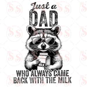Just A Dad Who Always Came Back With The Milk Png, Retro Dad Raccoon Shirt, Came Back With The Milk Png, Funny Father’s Day Png