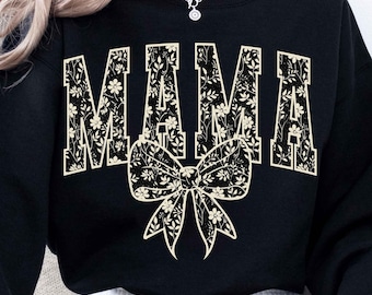 Mama Coquette Bow Png, Mama Varsity Png, Mama Floral Toile Black Water Color Coquette Bow, Mothers Day Png, Mama Png, Mama Bow Png