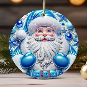 3Dかわいいサンタのクリスマスオーナメント昇華デザインクリスマスラウンドオーナメントPNG、デジタルダウンロード
