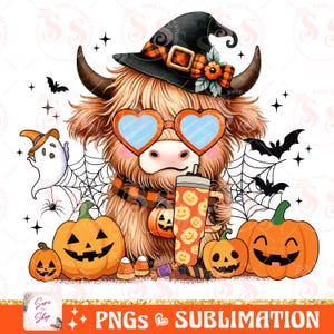 Halloween Highland Cow PNG, Retro Halloween Png, Ghost Cows Png, Bull Png, Funny Cow Png, Fall Png, Cow Halloween Png, Spooky Season Png