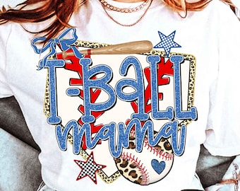 T-Ball Mama PNG, Tee Ball Blue Glitter Design, TBall Mom Png, Game Day Png, Sublimation Shirt Designs Downloads