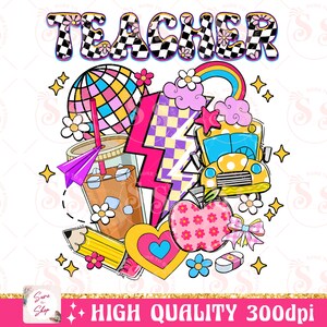 Retro Teacher Png, Back to School Png, First Day of School Png, Teacher ...