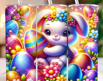 Easter Bunny Tumbler Wrap, 20 oz Skinny Tumbler Sublimation Design, Easter Tumbler Wrap, Egg Easter Tumbler PNG, Digital Download