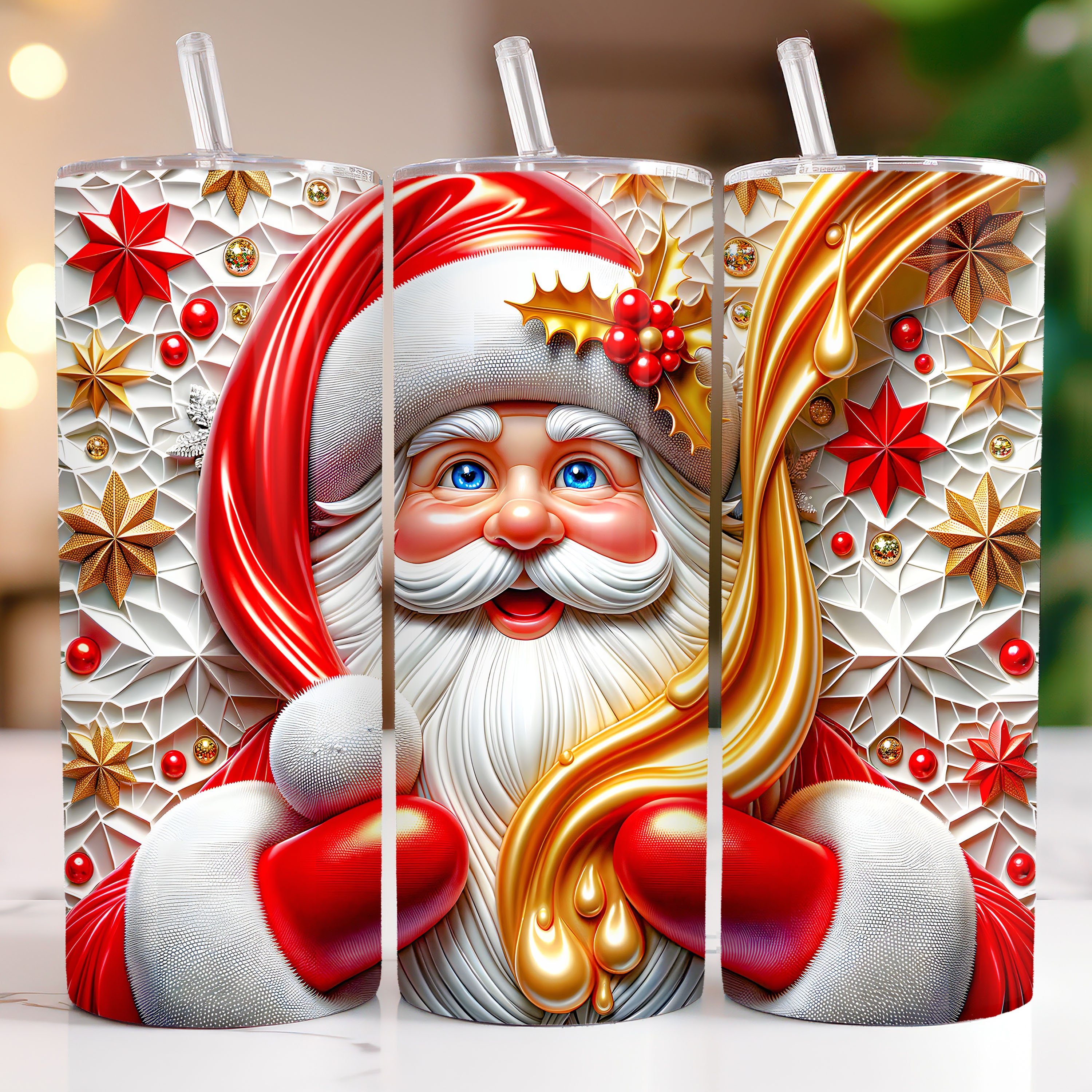 3Dサンタクリスマスタンブラーラップ、サンタクロース昇華デザイン、20