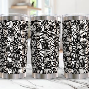 Fiori di ibisco Tumbler Wrap Laser Svg 20oz Laser Inciso Tumbler Wrap Laser Incisione Svg Floreale 20 oz Tumbler Laser File Svg Design